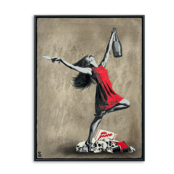 Never Stop Dancing“// Nr.3/max. 5 // Streetfiction Serie // 80cm h x 60cm b // 11/2025 // WVZ. Nr. 199 // 2400€ (available at seiLeise Gallery)