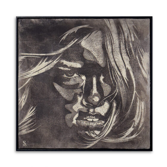 // Face in the dark // Nr. 1/max. 5 // Reverse Graffiti on concrete // 70cm h x 70cm b // 3:2025 // WVZ. Nr. 212